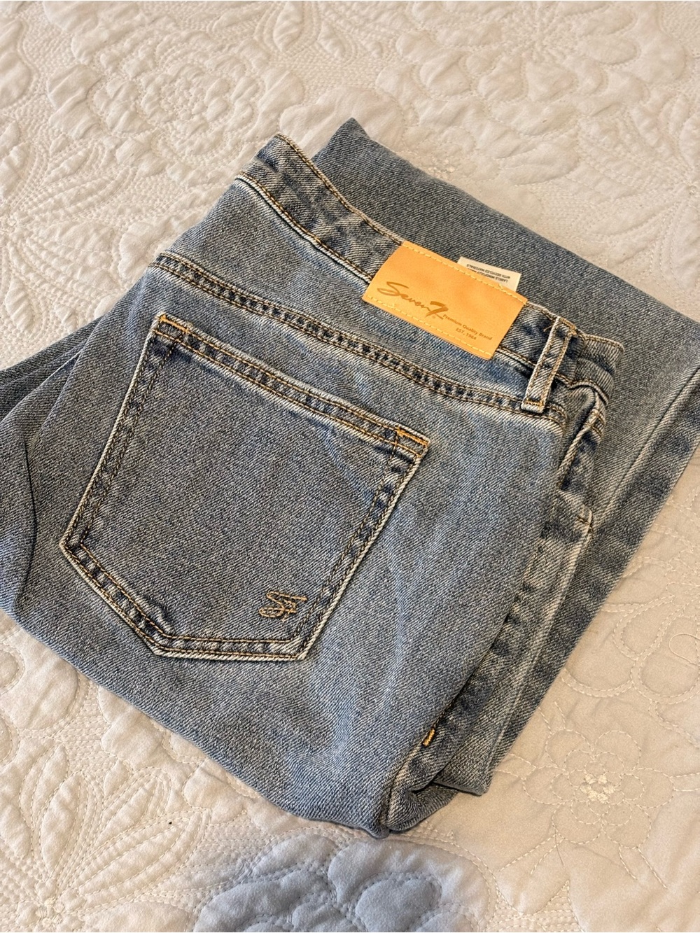 Seven7 Light Blue High-Rise Straight Jeans